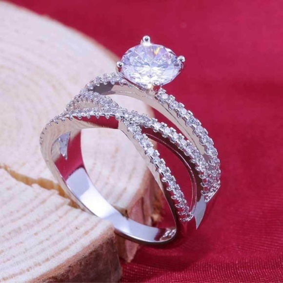 Jewelry - New Stamped 925 Silver White Sapphire Ring